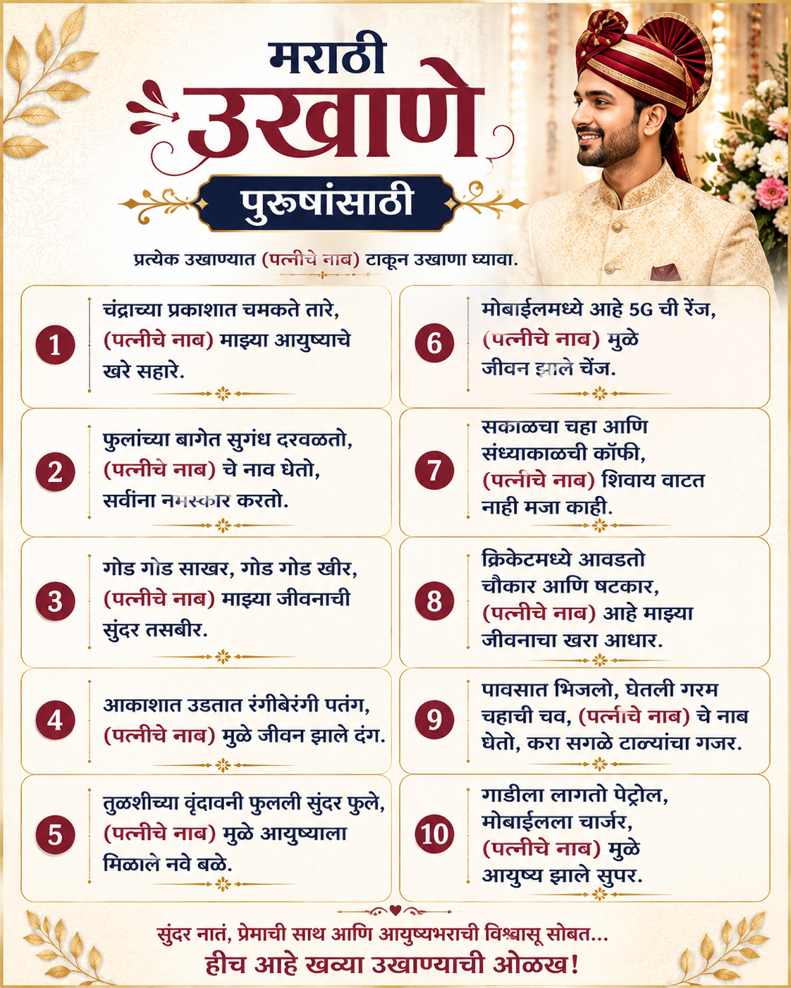 marathi ukhane for male